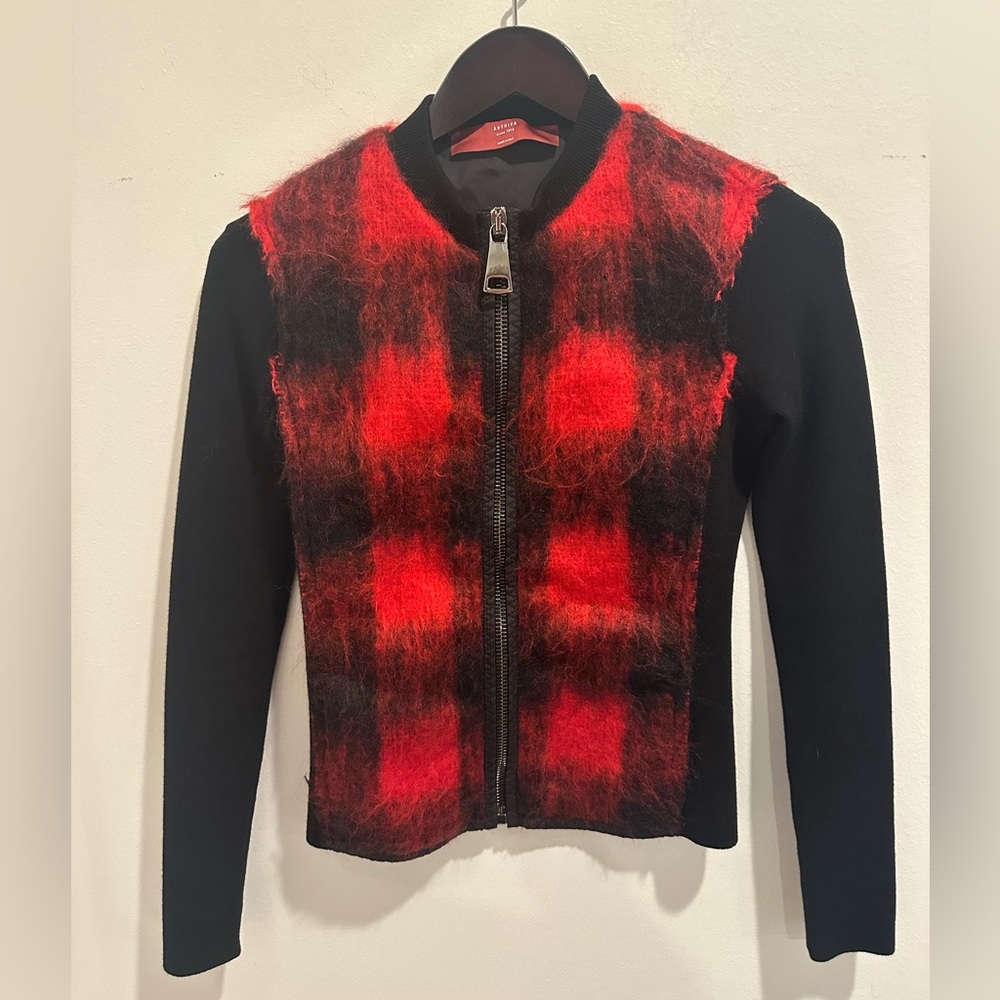 Authier since 1910 - gorgeous black and red zipper jacket, 100% wool, size 38